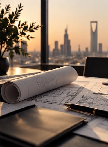 مكتب ومخططات مع أفق الرياض